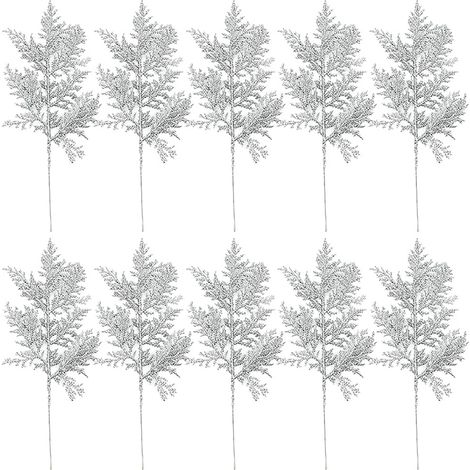 Lot de 10 branches de pin artificielles blanches pour sapin de Noël - 34,5 cm de long (1/5)