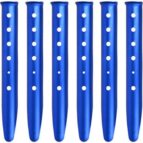 Lot de 6 piquets de tente robustes en métal, résistants au sable et à la neige, en forme de U. Ces piquets en aluminium sont parfaits pour le camping, les pique-niques et la plage. (1/4)