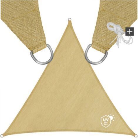 Voile d'ombrage triangulaire, tissu Oxford, jaune sable, 4M×4M×4M (1/5)