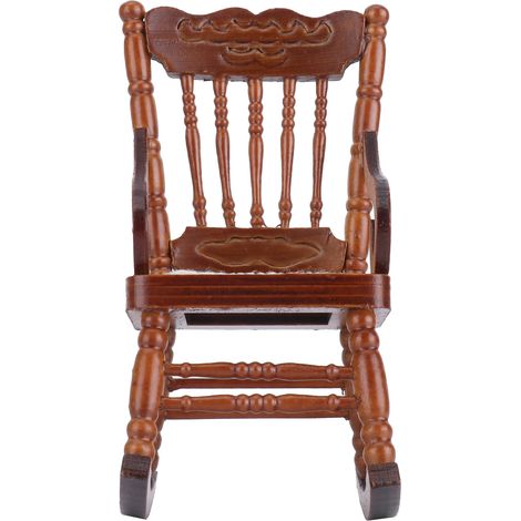 Fauteuil à bascule miniature en bois pour maison de poupée à l'échelle 1:12, accessoire de décoration