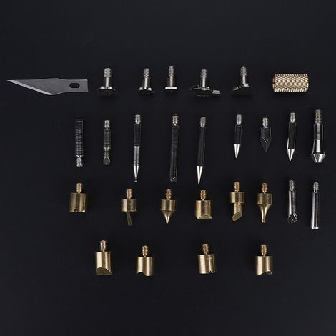Kit de pyrogravure 28 en 1, comprenant 28 embouts pour pistolet à souder et un kit de loisirs créatifs. (1/5)