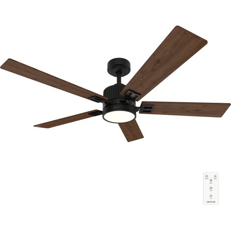 Cecotec Ventilador de Techo con Luz Aero 552 Neo Black&Wood. 30W, Motor DC, Diámetro 52” (132cm), 5 Aspas (1/3)