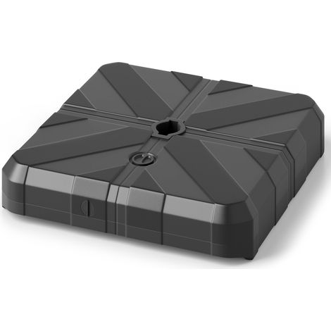 Socle carré pour parasol déporté HDPE remplissable jusqu’à 80 kg avec croix métallique, poignées transport compatible parasol 3 m mâts 38/48 mm terrasse jardin bord piscine (1/5)