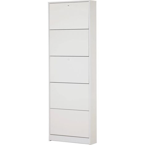 scarpiera bianca con 5 ante, 62x182x18 cm (1/4)