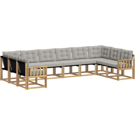 Conjunto de sofás de exterior 10 uds. Blanco y Gris Claro vidaXL (1/5)