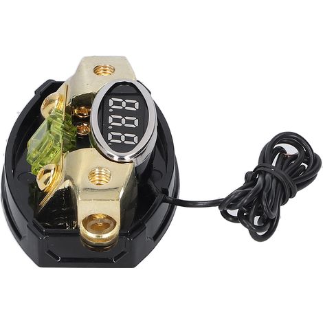 Boîte porte-fusible voiture 1 entrée 1 sortie, affichage numérique de tension, câble 4/6/8 GA, fusible 100A inclus, pour autoradio, yacht, système audio marin. (1/5)