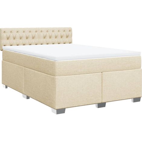 Maison Exclusive - Boxspringbett mit Matratze Creme 140x190 cm St