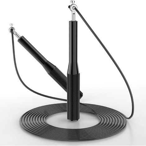 Cordes à Sauter 3 Mètres, Corde à Sauter, Corde à Vitesse Réglable pour la Longueur de Remise en Forme, Idéal pour l'exercice Aérobie, la Formation de Vitesse - Noir- (1/5)