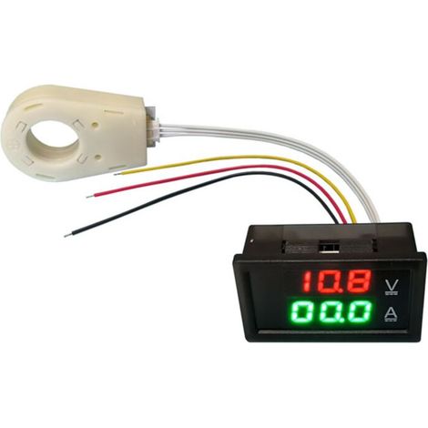 Ampèremètre Hall Voltmètre DC 0-300V 200A Moniteur Batterie LED Compteur Tension Courant 12V 24V 48V Voiture
