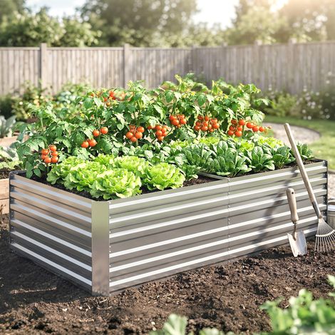 Carré Potager Rectangulaire 180x90x59cm - Tubes Acier Galvanisé (Renforcement)