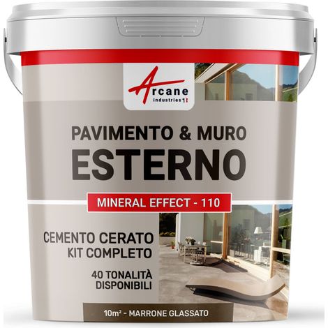 Microcemento per esterni: pavimenti, muri, terrazze, balconi, scale - 10 m² (in 2 strati) Marrone Glassato - ARCANE INDUSTRIES