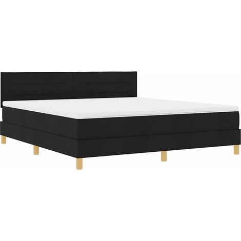 Maison Exclusive - Lit à ressort LED avec bandes LED Noir 180 x 200 cm tissu