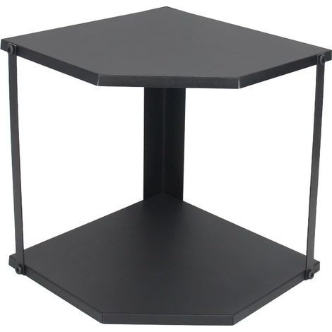 (2 niveaux) Noir Étagère d'angle de cuisine,étagère à épices,Support De Sol Triangulaire De Salle De Bain Multicouche,Étagère de rangement triangulaire pour casserole (1/5)