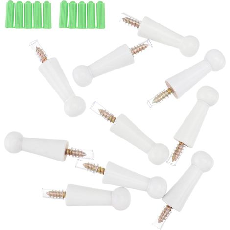 Lot de 10 patères blanches Crochets muraux pratiques et peu (1/5)