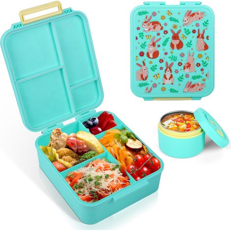 Lunch Box Enfant, Boite Repas avec Compartiment Bento, 1700ML, avec Pot à Soupe Isotherme 3h, Micro-Ondable (1/5)