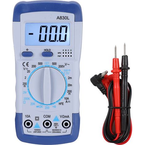 Vtizikl Multimètre numérique multifonctionnel à écran LCD portatif, détecteur de courant de tension AC DC, bleu blanc (1/5)