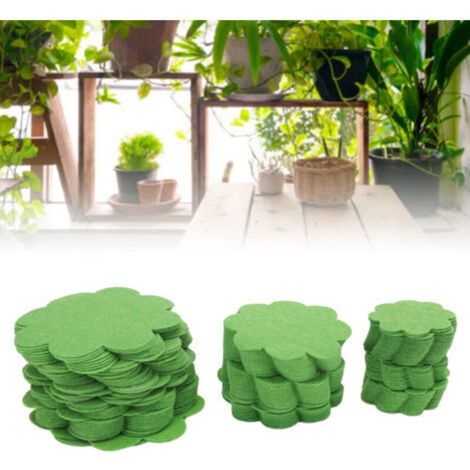 Lot de 150 coussinets de drainage pour pot de fleurs en forme de fleur, tapis respirants et perméables à l'eau pour pot de bonsaï, 5 cm, 7,5 cm, 10 cm, vert,DUBUNS (1/5)