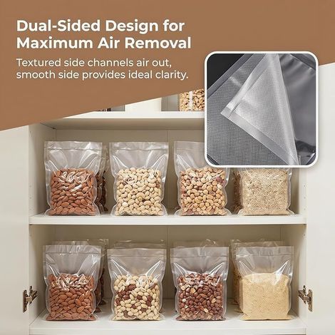 50 Sacs Sous Vide 20x30 cm, Sans BPA & Qualité Alimentaire - Sachets Gaufrés Résistants pour Cuisson, Congélation et Conservation Fraîcheur 5x Plus Longue - - Compatible Toutes Machines (1/4)