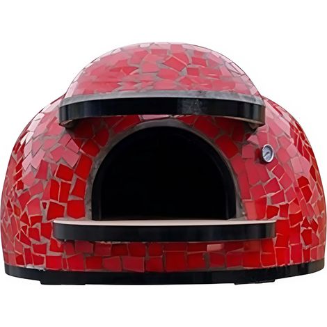Forno legna artigianale linea unique rivestimento mosaico rosso alta resistenza misura Ø 120 cm - confezione 1