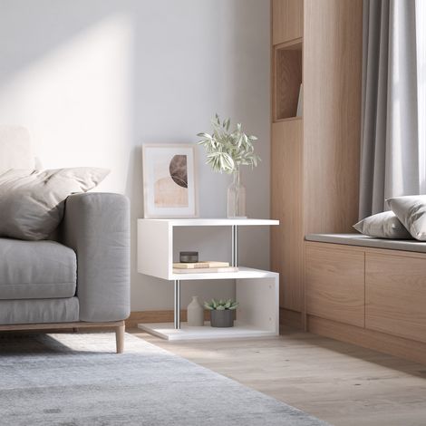 Blanc 50x50x50 cm - Petite table d’appoint Petite table d’appoint pour canapé en forme de S doté de compartiment ouvert Modern (1/4)