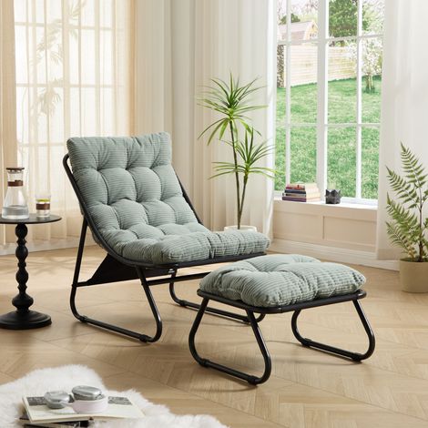 Fauteuil, dossier inclinable, avec coussin, vert clair, pour chambre, design moderne adapté salon chambre et espace de détente