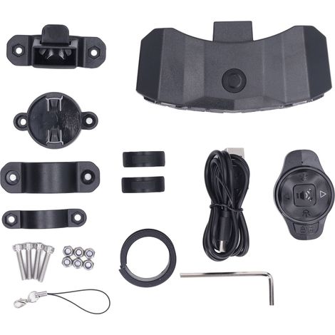 Fahrradrücklicht mit Blinkern, Bremslicht, elektrischer Klingel und Alarmanlage, USB-Fernbedienung, Fahrradrücklicht (1/5)