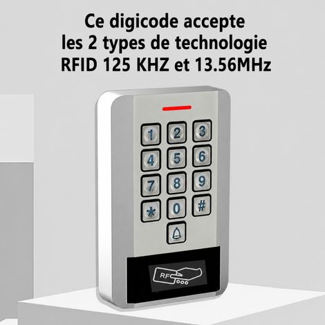 Clavier digicode et badge métal antivandale pour portail