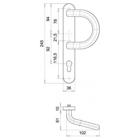 Poignée porte Kronos.8mm.92.PZ.F12 2005/B1/035. F12 (1/2)