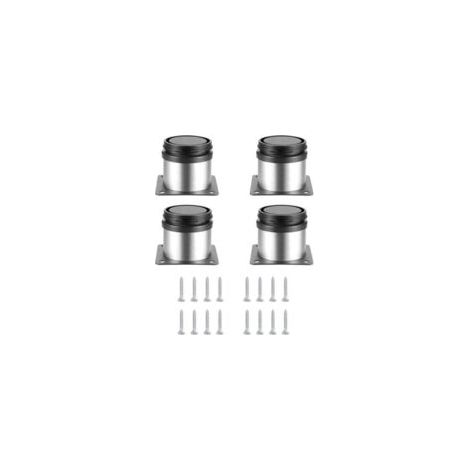 Patas ajustables para muebles (4 piezas), patas metálicas regulables en altura para mesas, armarios de cocina, patas de acero inoxidable para armarios, estantes y mesas, con tornillos (50x50 mm, plata