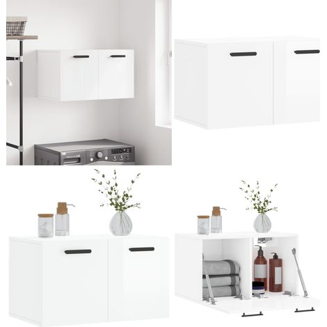 Wandschrank Hochglanz-Weiß 60x36,5x35 cm Holzwerkstoff - Hängeschrank - Wandschrank - Holzwerkstoffschrank - Weißer Schrank - Wohnzimmermöbel - Home & Living