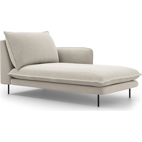Méridienne droite en tissu structurel beige clair (1/5)
