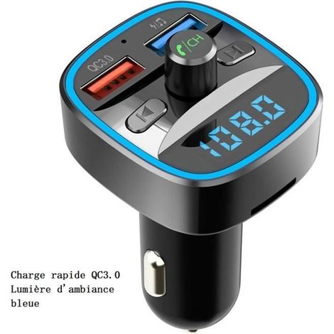 Transmetteur fm Bluetooth, Voiture Chargeur Lecteur MP3, Adaptateur Radio Sans Fil Kit Émetteur (1/3)