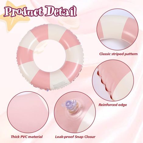 Bouée Gonflable Rayée – Anneau De Piscine 85 Cm, PVC Résistant, Capacité 85 Kg, Design Rayé, Pour Adolescents/adultes, Plage, Piscine, Déco