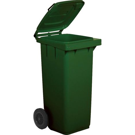 BIDONE PER LA RACCOLTA DIFFERENZIATA 120 lt CARRELLATO Colore verde per uso esterno (UNI EN 840)