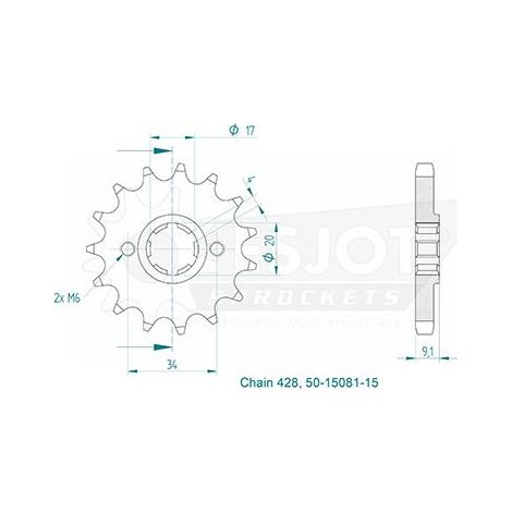 Esjot - Pignon - 428 - 15 dents Made in Germany