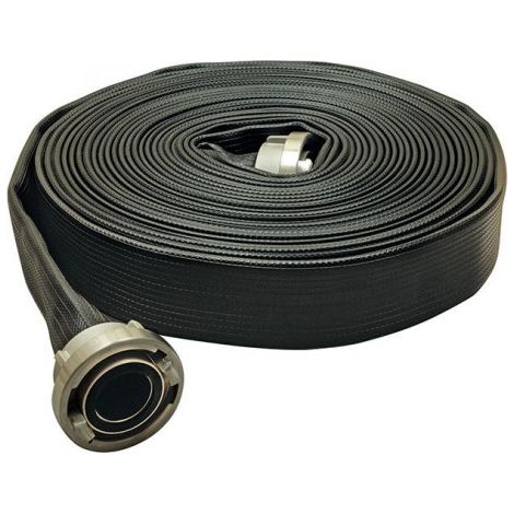 Tuyau plat polyvalent Syntex universel noir, caoutchouté C/52 m. raccord 15m OSW (1/2)