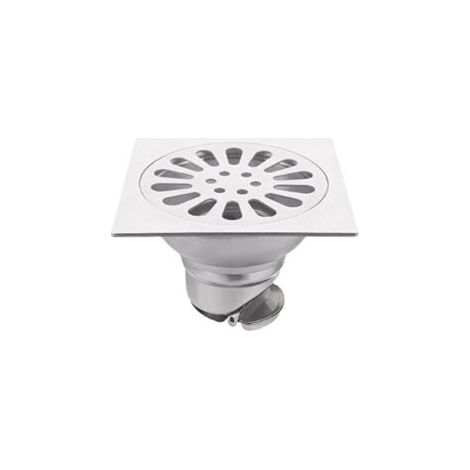 QORVA-Carré Drain De Plancher en Acier Inoxydable avec Passoire Filtre, Grille Douche, Siphon De Sol Anti-Odeur