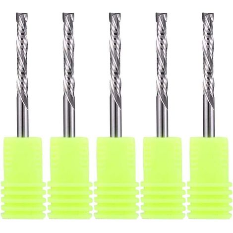 Forêts carbure en spirale - Coupe à double sens - Dimensions : 3,175 x 22 mm - Pour fraises à bois à compression CNC Lot de 5 pièces