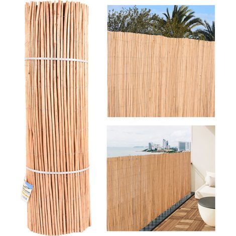Valla de Mimbre Pelado 1,5 x 5 metros Cañizo Jardin natural Cerramiento de Mimbre 85% Ocultación Valla Decorativa (1/5)