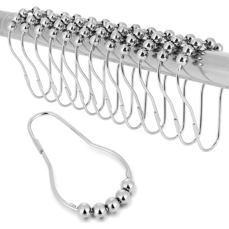 Lot de 12 crochets pour rideau de douche en acier inoxydable (1/5)
