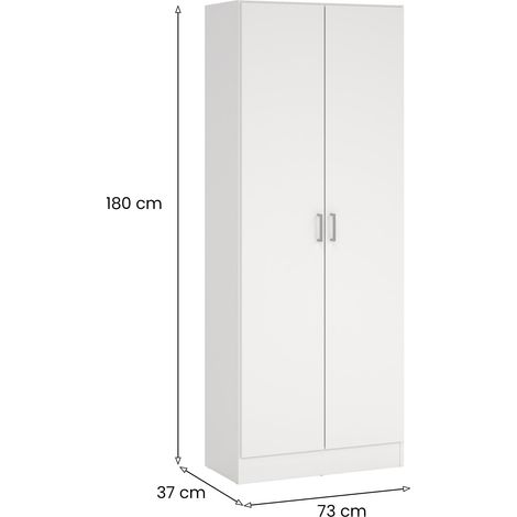 Dmora – Armoire murale de salle de bain 2 portes – 3 étagères modulables – Panneau mélaminé 15mm – Dimensions 37x180h cm – Poids max 45 kg — vue 3