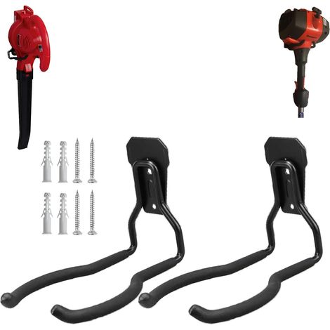 Crochets muraux pour tondeuse à gazon (lot de 2), support mural pour outils électriques de garage, crochets pour outils de garage polyvalents pour le rangement. (1/5)