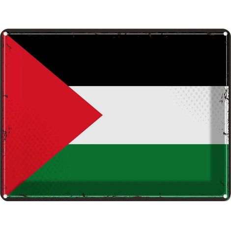 Plaque métallique 30x40 cm Drapeau rétro de la Palestine et armoiries (1/5)