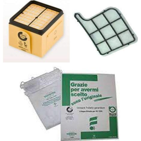 KIT 6 sacchetti, 1 griglia protezione motore e 1 filtro igienico per Vorwerk Folletto mod. 135-136 ORIGINALI 