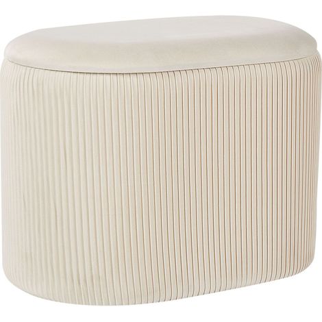 Pouf Glamour Tappezzeria in velluto beige chiaro contenitore Richland