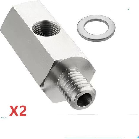 Adaptateur Té capteur pression huile moteur M10x1.0 mâle/femelle, raccord 1/8" NPT femelle, pour manomètre pression et température d'huile, lot de 2 pièces avec rondelle d'étanchéité (1/5)