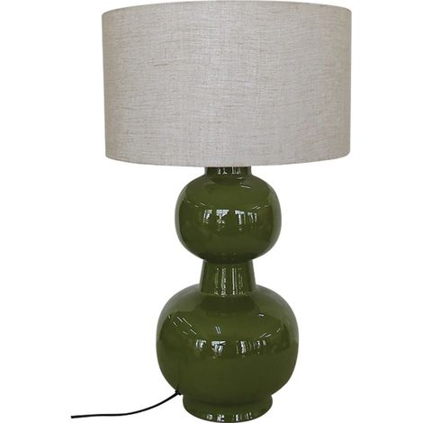 Grande lampe Laki pied céramique kaki D40 H65cm (1/4)