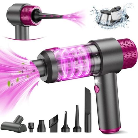 Aspiradora inalámbrica potente 4 en 1 para coche, mini aspiradora de mano inalámbrica de 15 KPA, sistema de doble filtración, luz LED. (1/5)