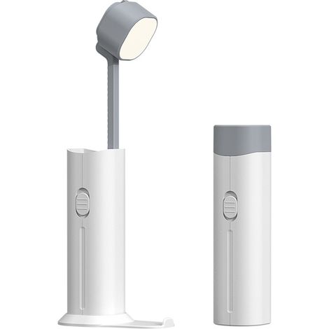Ausziehbare und faltbare Schreibtischlampe, wiederaufladbare LED-Leuchte, geeignet für Schüler, mit USB-Funktion, für Büro und Studium (weiß).