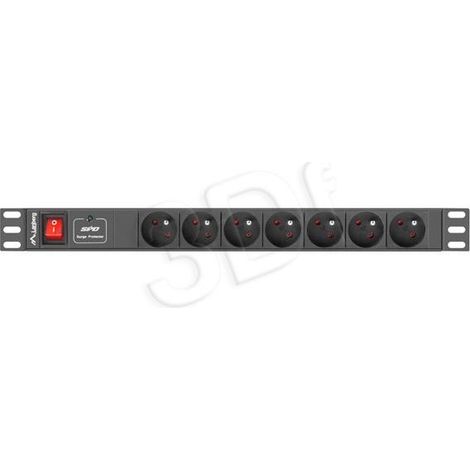 LANBERG UNITÉ DE DISTRIBUTION D'ALIMENTATION PDU-07E-0200-BK - 7 X SCHUKO - PUISSANCE MAX. 4000 W - 16 A - 1U. (1/4)